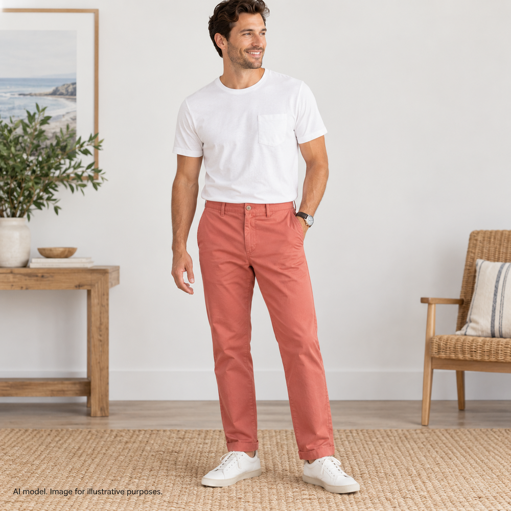 J Crew Pants Mens 34Wx32L Pink Broken-in Chino Urban Slim Cotton Flat Front